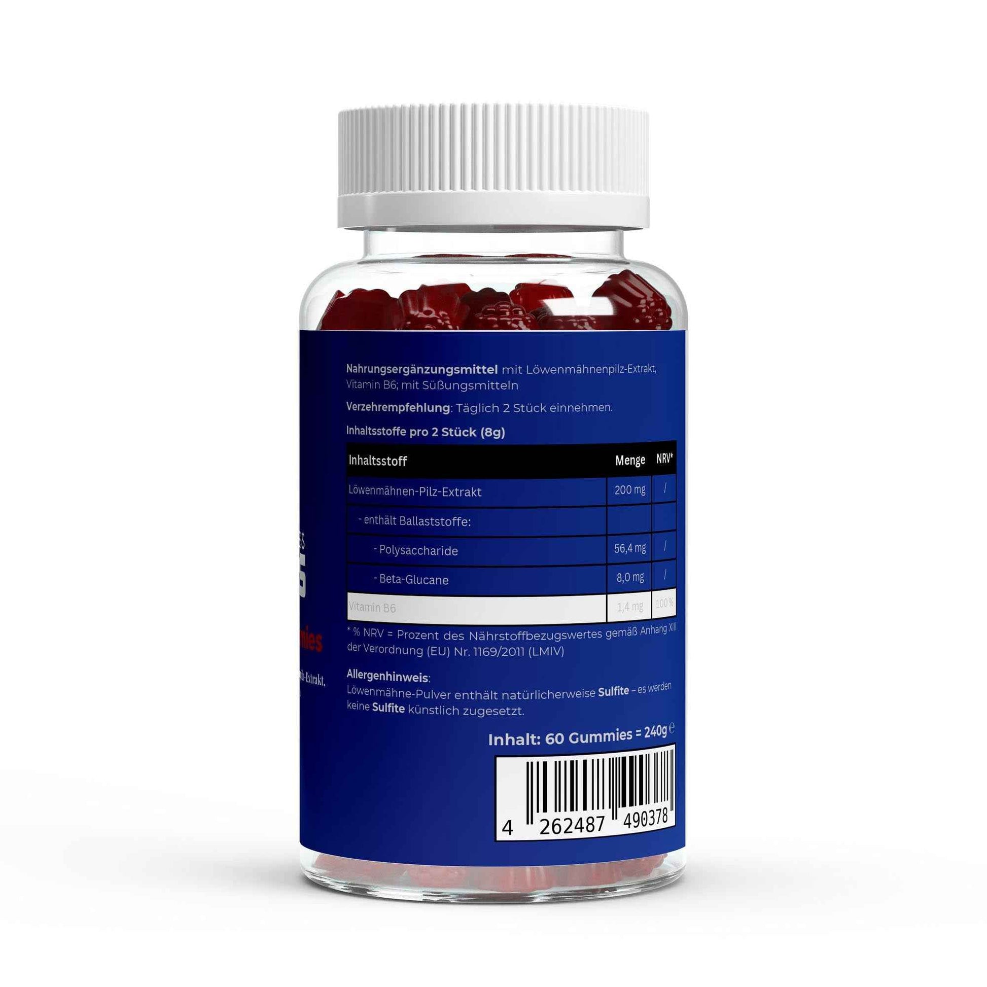 Axxess-Fitness Löwenmähne + Vitamin B6 Gummies - 60 Stk.