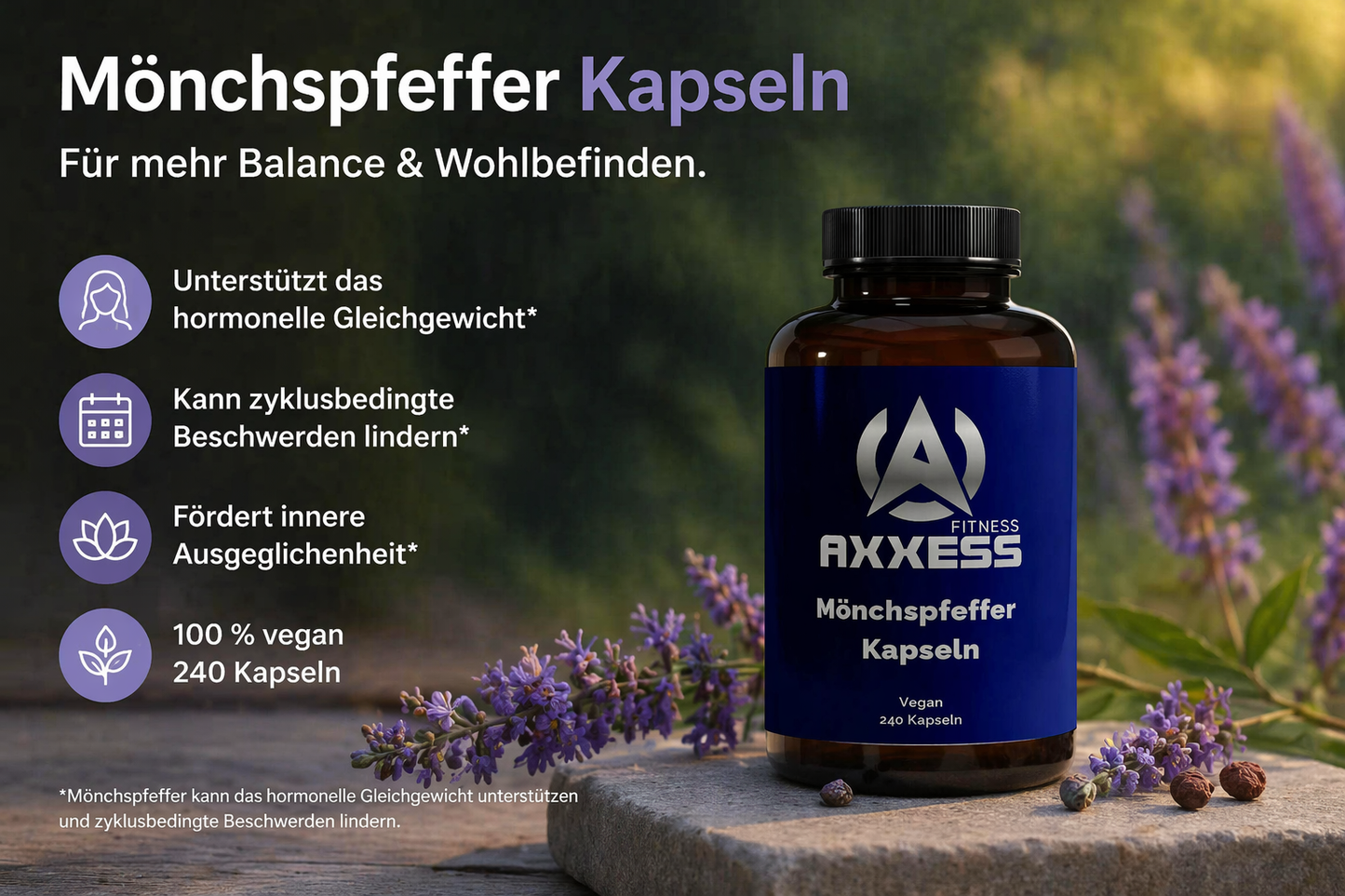 Axxess-Fitness Mönchspfeffer - 240 vegane Kapseln