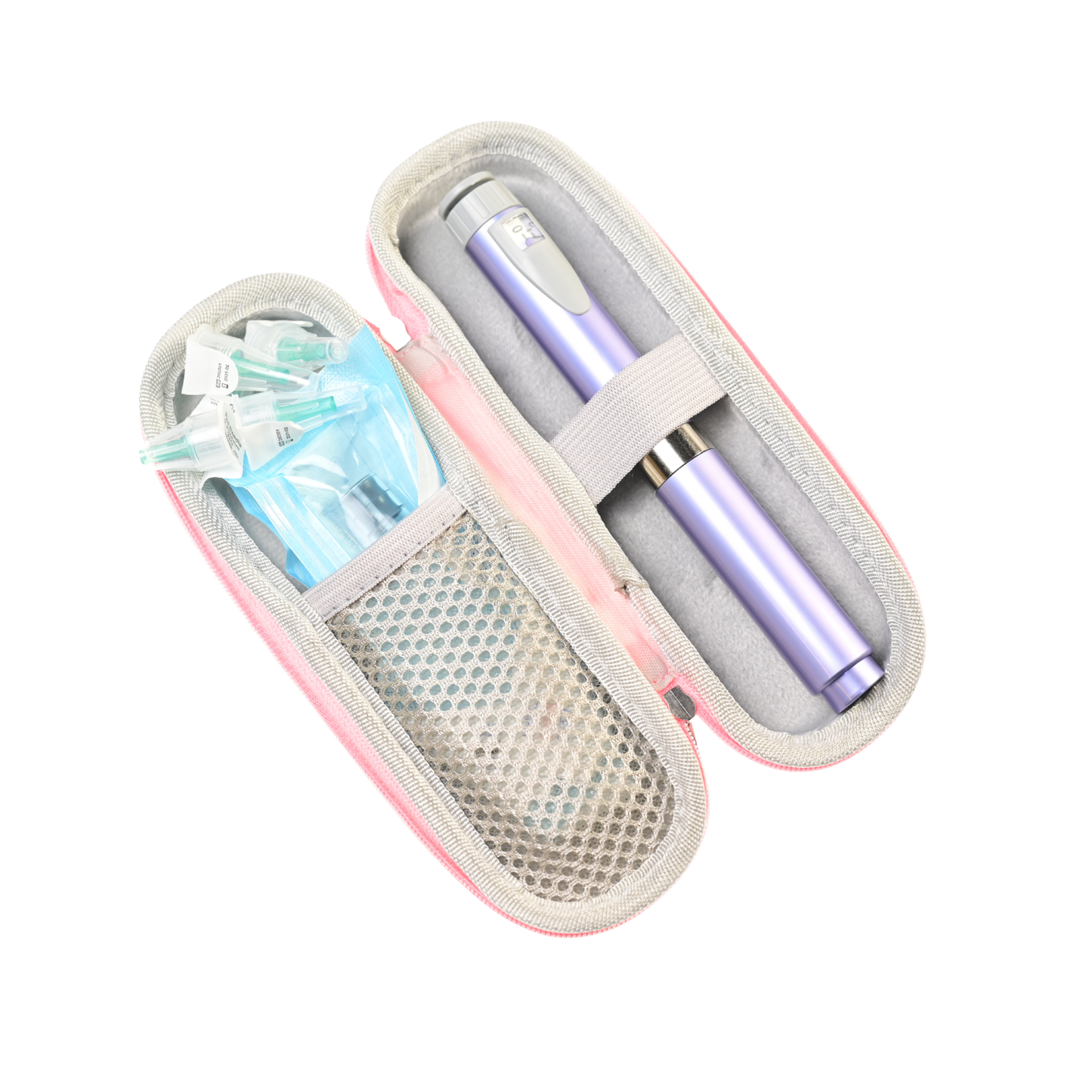 Injektionspen Lila mit Tasche rosa