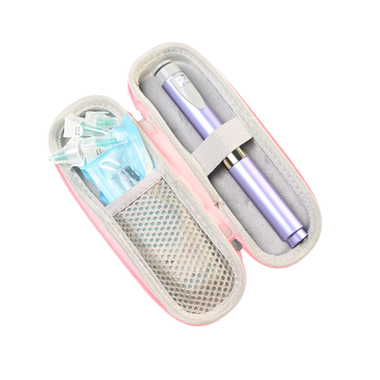 Injektionspen Lila mit Tasche rosa