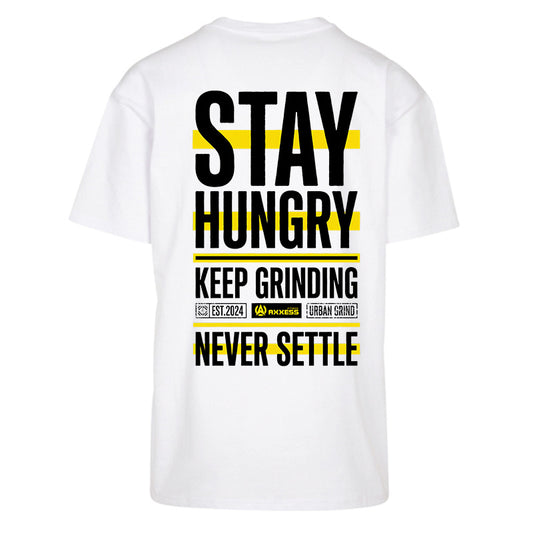 Herren Heavy Oversize Tee – Stay Hungry white